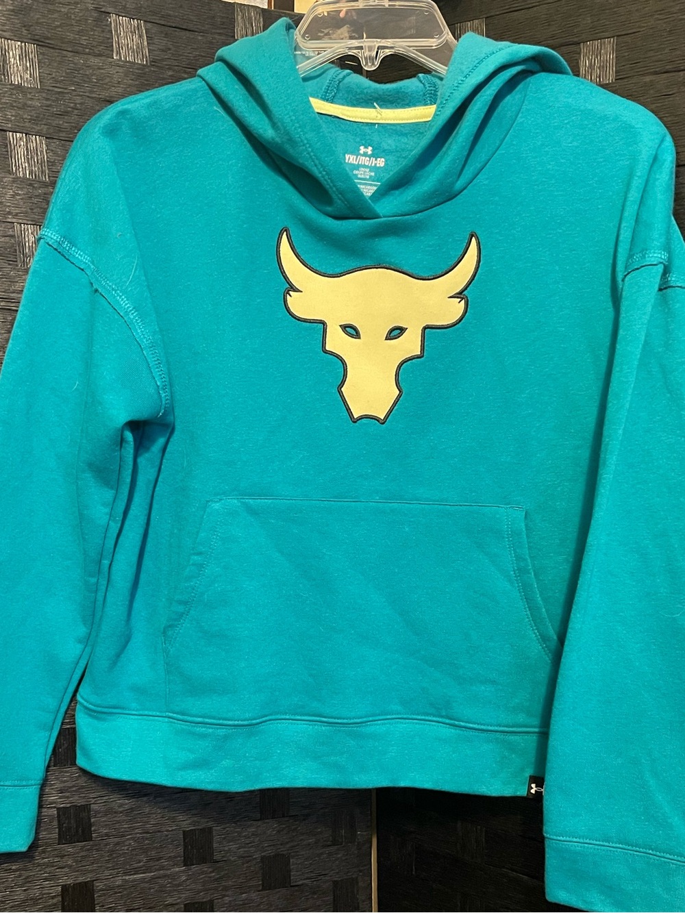 Under Armour Project Rock Hoodie Youth  XL Pullover Teal Blue NWT Unisex